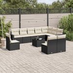 Casa si Gradina - Gradina si terasa - Mobilier exterior - Canapele si fotolii gradina - Set canapele de gradina cu perne, 11 piese, negru, poliratan - Infinity.ro
