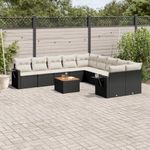 Casa si Gradina - Gradina si terasa - Mobilier exterior - Canapele si fotolii gradina - Set canapele de gradina cu perne, 11 piese, negru, poliratan - Infinity.ro