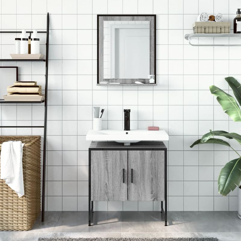Casa si Gradina - Mobilier - Seturi de mobilier - Seturi baie - Set dulapuri Baie, 2 piese, gri sonoma, lemn prelucrat - Infinity.ro