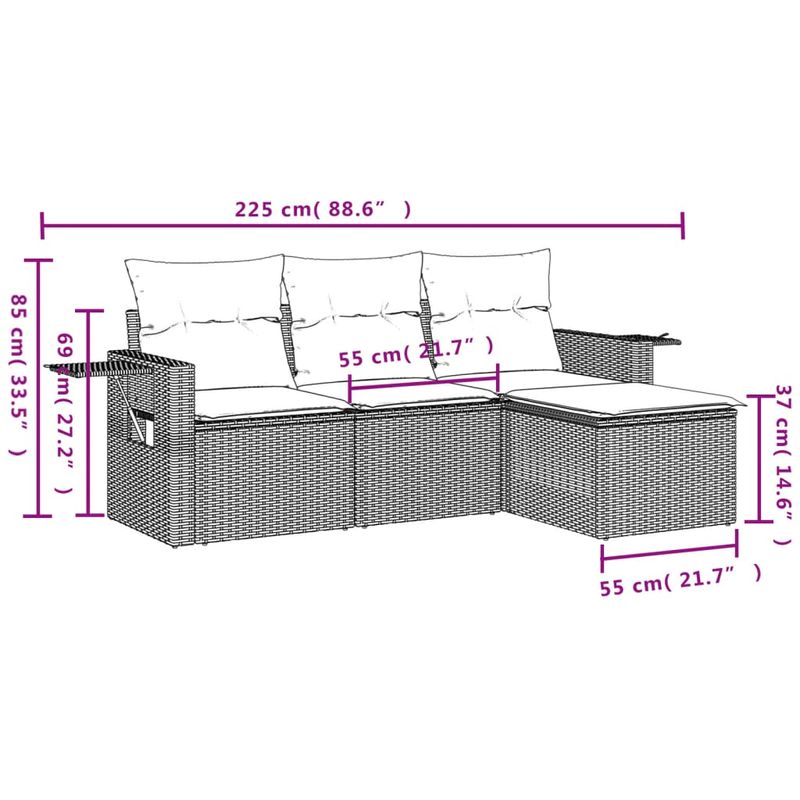 Casa si Gradina - Gradina si terasa - Mobilier exterior - Seturi mobila gradina - Set canapea de gradina cu perne, 4 piese, gri, poliratan - Infinity.ro