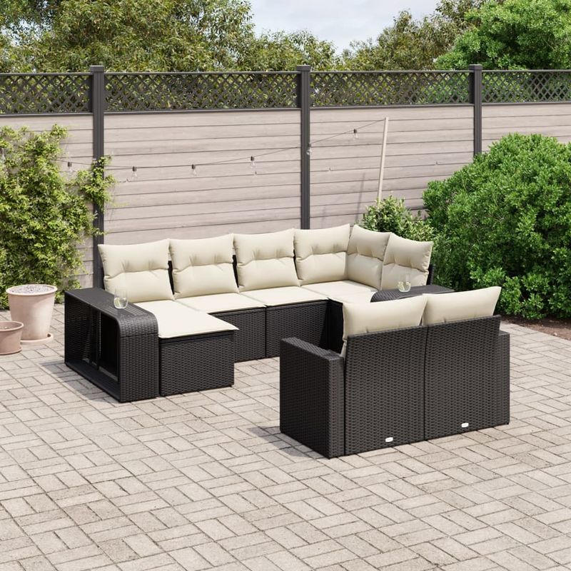 Casa si Gradina - Gradina si terasa - Mobilier exterior - Canapele si fotolii gradina - Set canapele de gradina cu perne, 10 piese, negru, poliratan - Infinity.ro