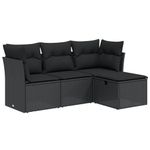 Casa si Gradina - Gradina si terasa - Mobilier exterior - Seturi mobila gradina - Set mobilier de gradina cu perne, 4 piese, negru, poliratan - Infinity.ro