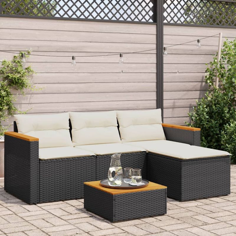Casa si Gradina - Gradina si terasa - Mobilier exterior - Seturi mobila gradina - Set mobilier de gradina cu perne, 3 piese, negru, poliratan - Infinity.ro