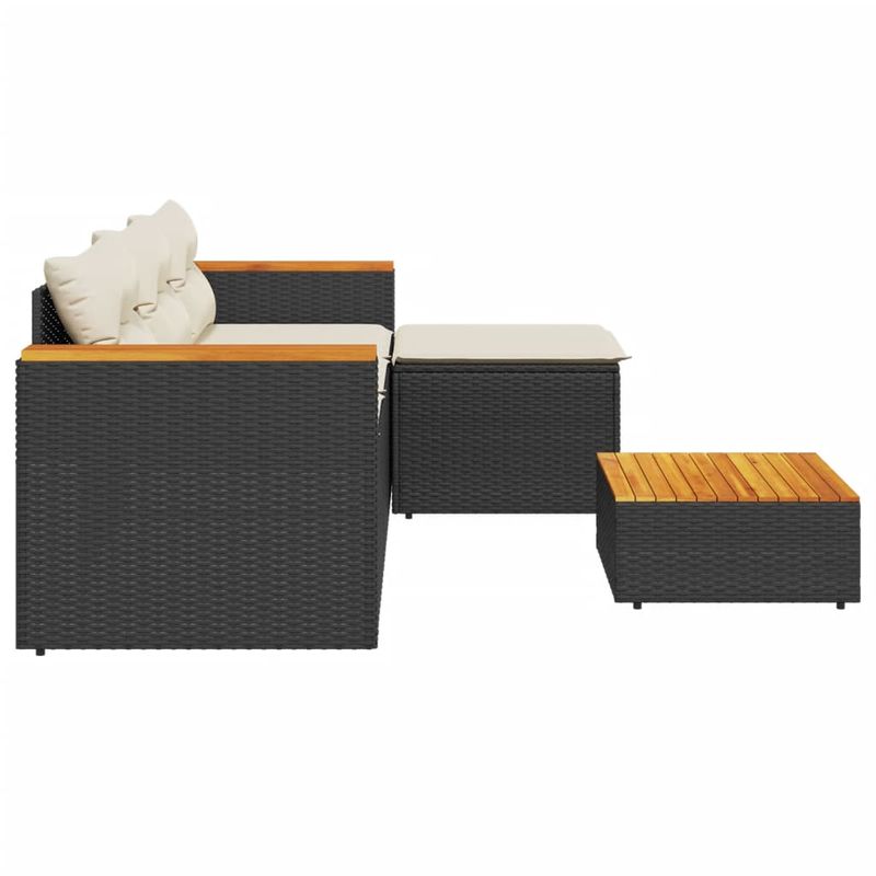 Casa si Gradina - Gradina si terasa - Mobilier exterior - Seturi mobila gradina - Set mobilier de gradina cu perne, 3 piese, negru, poliratan - Infinity.ro
