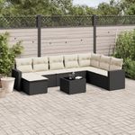 Casa si Gradina - Gradina si terasa - Mobilier exterior - Canapele si fotolii gradina - Set mobilier de gradina cu perne, 9 piese, negru, poliratan - Infinity.ro