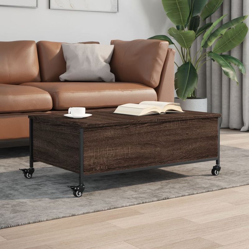 Casa si Gradina - Mobilier - Mese si birouri - Masute de cafea - Masuta cafea cu roti stejar maro 91x55x34 cm lemn prelucrat - Infinity.ro