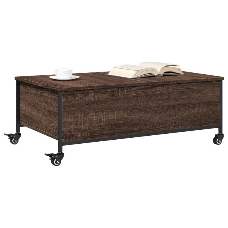 Casa si Gradina - Mobilier - Mese si birouri - Masute de cafea - Masuta cafea cu roti stejar maro 91x55x34 cm lemn prelucrat - Infinity.ro