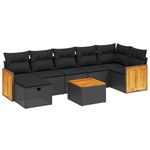 Casa si Gradina - Gradina si terasa - Mobilier exterior - Seturi mobila gradina - Set mobilier de gradina cu perne, 8 piese, negru, poliratan - Infinity.ro