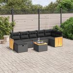 Casa si Gradina - Gradina si terasa - Mobilier exterior - Seturi mobila gradina - Set mobilier de gradina cu perne, 8 piese, negru, poliratan - Infinity.ro