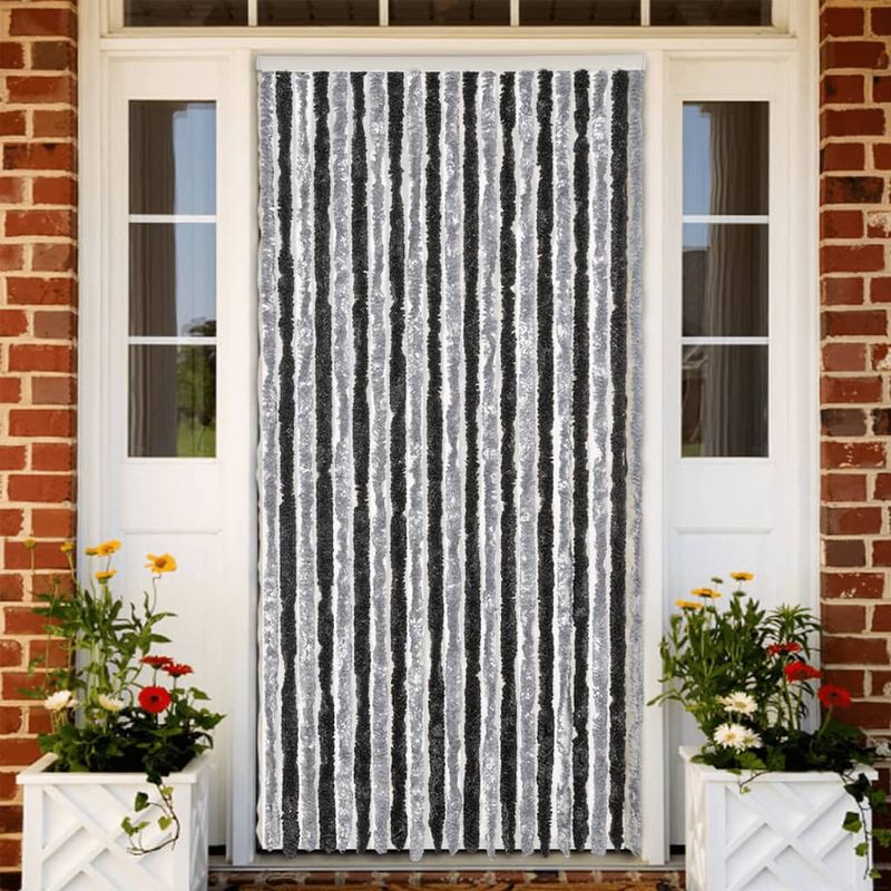 Casa si Gradina - Textile si covoare - Perdele si draperii - Perdele - Perdele pentru insecte, gri si negru, 56x185 cm, chenille - Infinity.ro