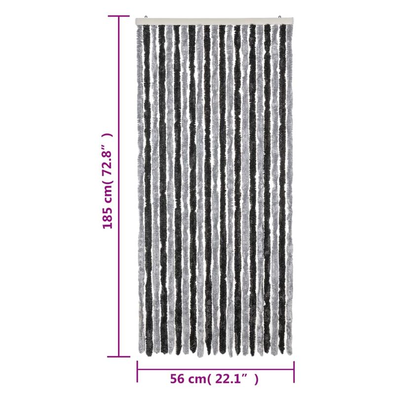 Casa si Gradina - Textile si covoare - Perdele si draperii - Perdele - Perdele pentru insecte, gri si negru, 56x185 cm, chenille - Infinity.ro