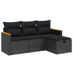 Casa si Gradina - Gradina si terasa - Mobilier exterior - Seturi mobila gradina - Set mobilier de gradina cu perne, 4 piese, negru, poliratan - Infinity.ro