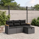 Casa si Gradina - Gradina si terasa - Mobilier exterior - Seturi mobila gradina - Set mobilier de gradina cu perne, 4 piese, negru, poliratan - Infinity.ro