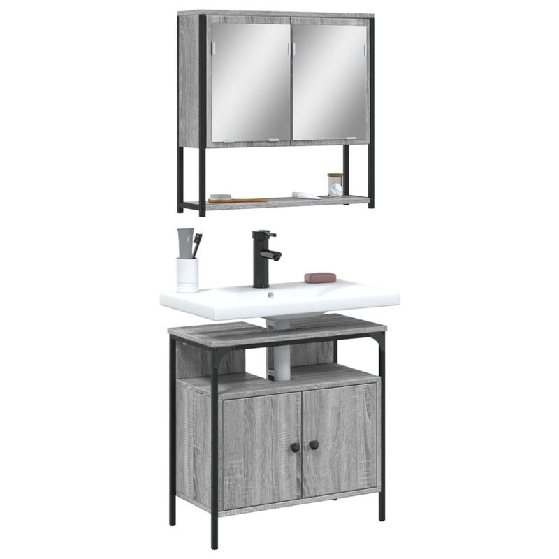 Casa si Gradina - Mobilier - Seturi de mobilier - Seturi baie - Set mobilier de baie, 2 piese, gri sonoma, lemn prelucrat - Infinity.ro