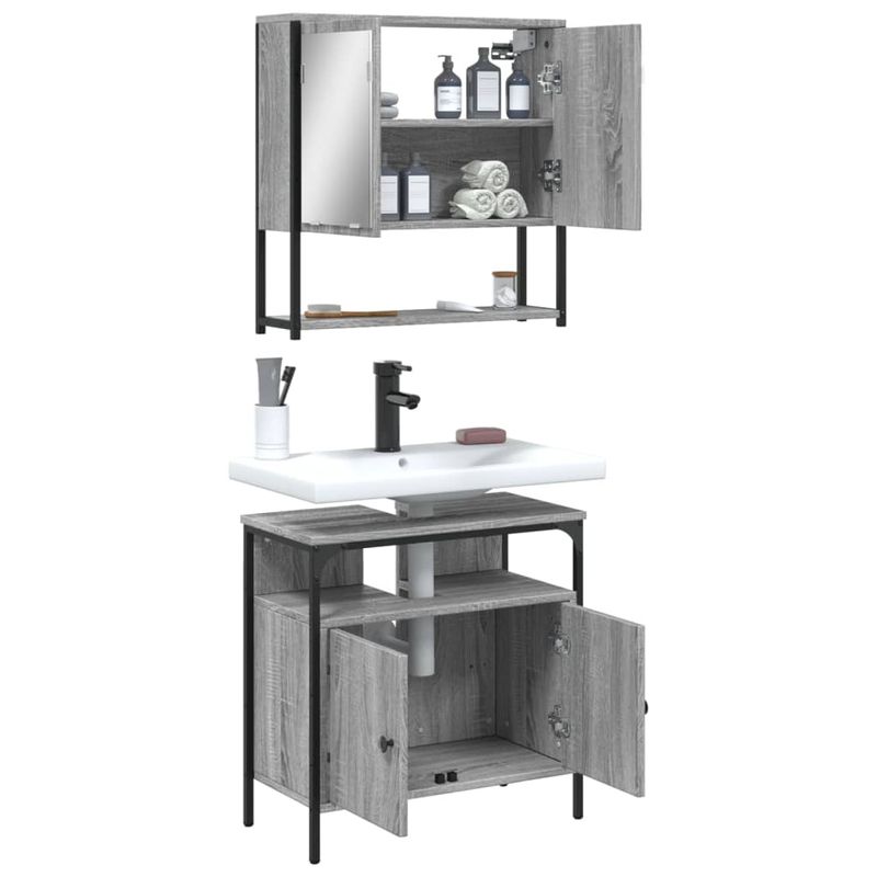 Casa si Gradina - Mobilier - Seturi de mobilier - Seturi baie - Set mobilier de baie, 2 piese, gri sonoma, lemn prelucrat - Infinity.ro