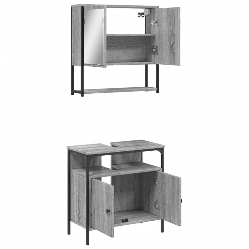Casa si Gradina - Mobilier - Seturi de mobilier - Seturi baie - Set mobilier de baie, 2 piese, gri sonoma, lemn prelucrat - Infinity.ro