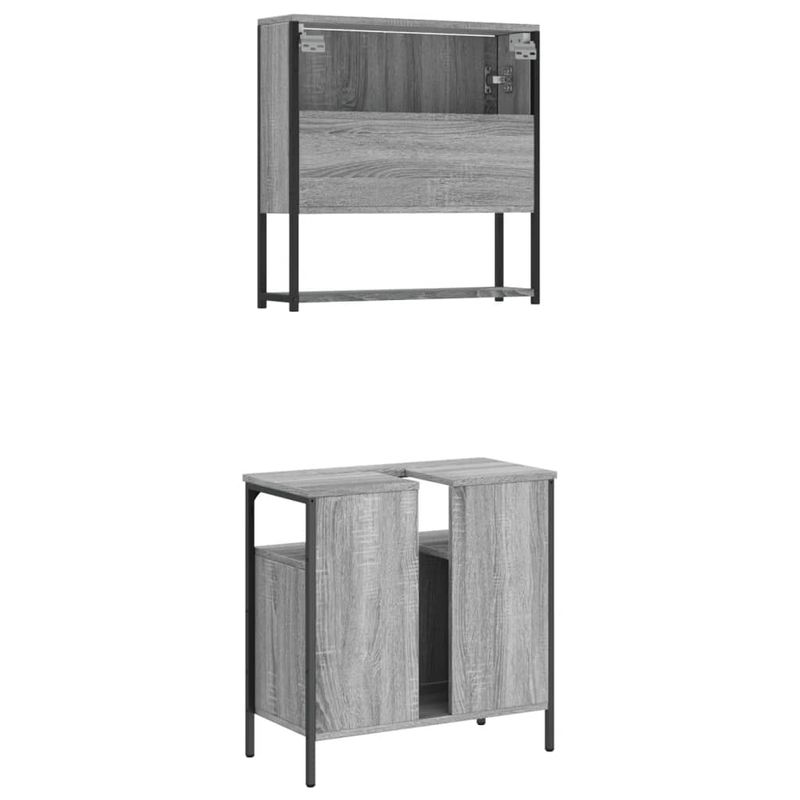 Casa si Gradina - Mobilier - Seturi de mobilier - Seturi baie - Set mobilier de baie, 2 piese, gri sonoma, lemn prelucrat - Infinity.ro