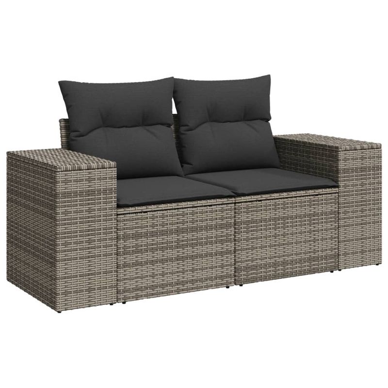 Casa si Gradina - Gradina si terasa - Mobilier exterior - Canapele si fotolii gradina - Set canapele de gradina, 7 piese, cu perne, gri, poliratan - Infinity.ro