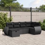Casa si Gradina - Gradina si terasa - Mobilier exterior - Seturi mobila gradina - Set mobilier de gradina cu perne, 6 piese, negru, poliratan - Infinity.ro
