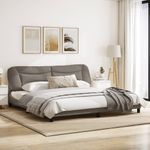 Casa si Gradina - Mobilier - Paturi si accesorii - Paturi - Cadru de pat cu tablie, gri taupe, 200x200 cm, textil - Infinity.ro