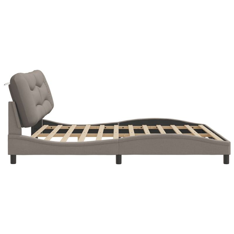 Casa si Gradina - Mobilier - Paturi si accesorii - Paturi - Cadru de pat cu tablie, gri taupe, 200x200 cm, textil - Infinity.ro