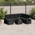 Casa si Gradina - Gradina si terasa - Mobilier exterior - Seturi mobila gradina - Set mobilier de gradina cu perne, 8 piese, negru, poliratan - Infinity.ro