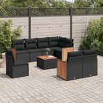 Casa si Gradina - Gradina si terasa - Mobilier exterior - Seturi mobila gradina - Set mobilier de gradina cu perne, 9 piese, negru, poliratan - Infinity.ro