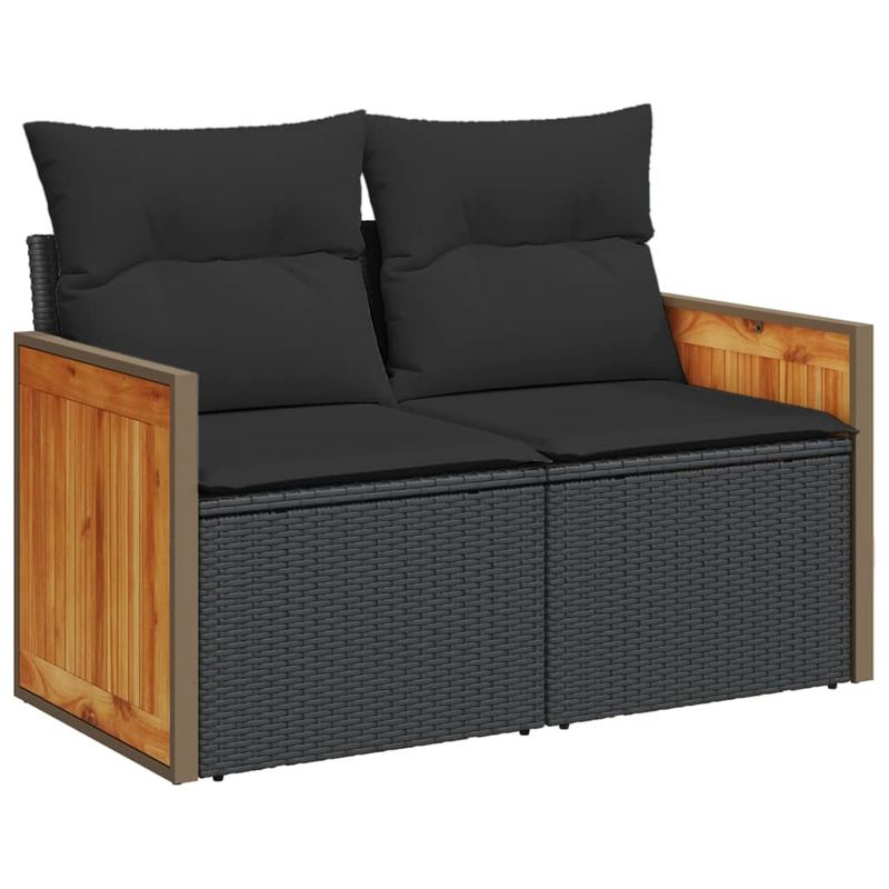 Casa si Gradina - Gradina si terasa - Mobilier exterior - Seturi mobila gradina - Set mobilier de gradina cu perne, 9 piese, negru, poliratan - Infinity.ro