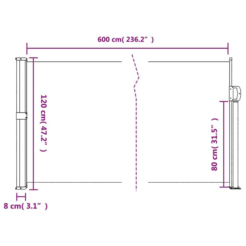 Casa si Gradina - Gradina si terasa - Umbrele si pavilioane - Umbrele - Copertina laterala retractabila, negru, 120 x 600 cm - Infinity.ro
