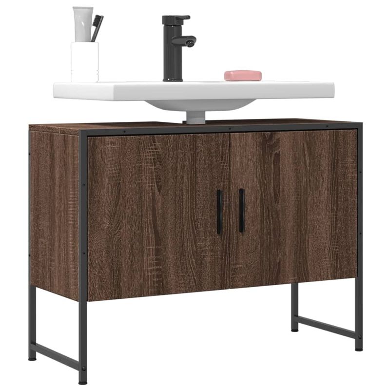 Casa si Gradina - Mobilier - Mobilier baie - Comode baie - Comoda chiuveta de baie, stejar maro, 80x33x60 cm, lemn compozit - Infinity.ro