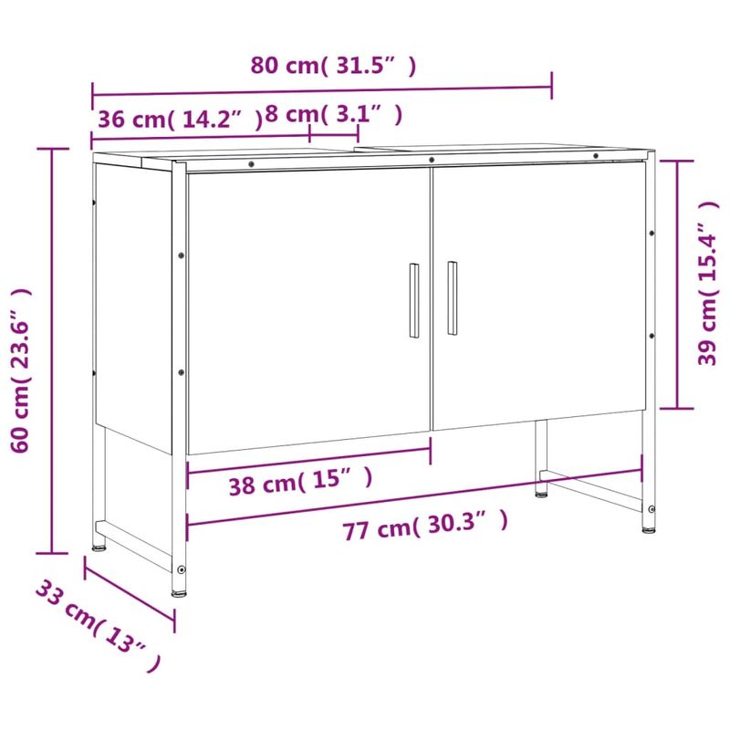 Casa si Gradina - Mobilier - Mobilier baie - Comode baie - Comoda chiuveta de baie, stejar maro, 80x33x60 cm, lemn compozit - Infinity.ro