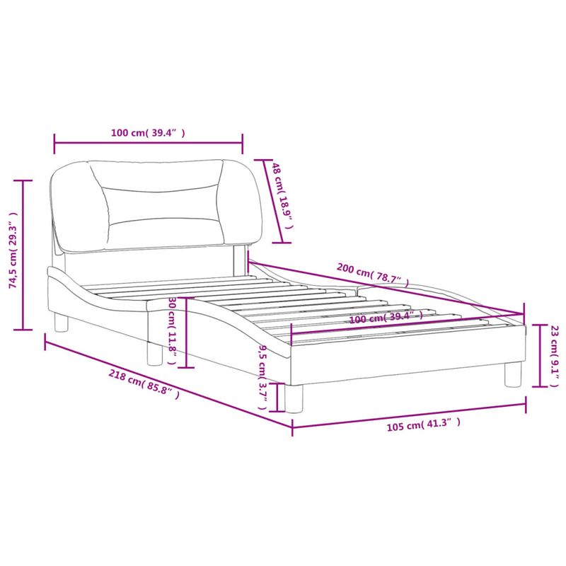 Casa si Gradina - Mobilier - Paturi si accesorii - Paturi - Cadru de pat cu tablie, albastru, 100x200 cm, textil - Infinity.ro