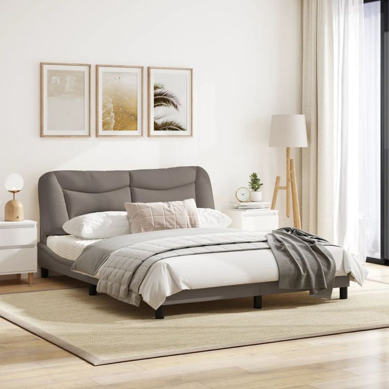 Casa si Gradina - Mobilier - Paturi si accesorii - Paturi - Cadru de pat cu tablie, gri taupe, 160x200 cm, textil - Infinity.ro