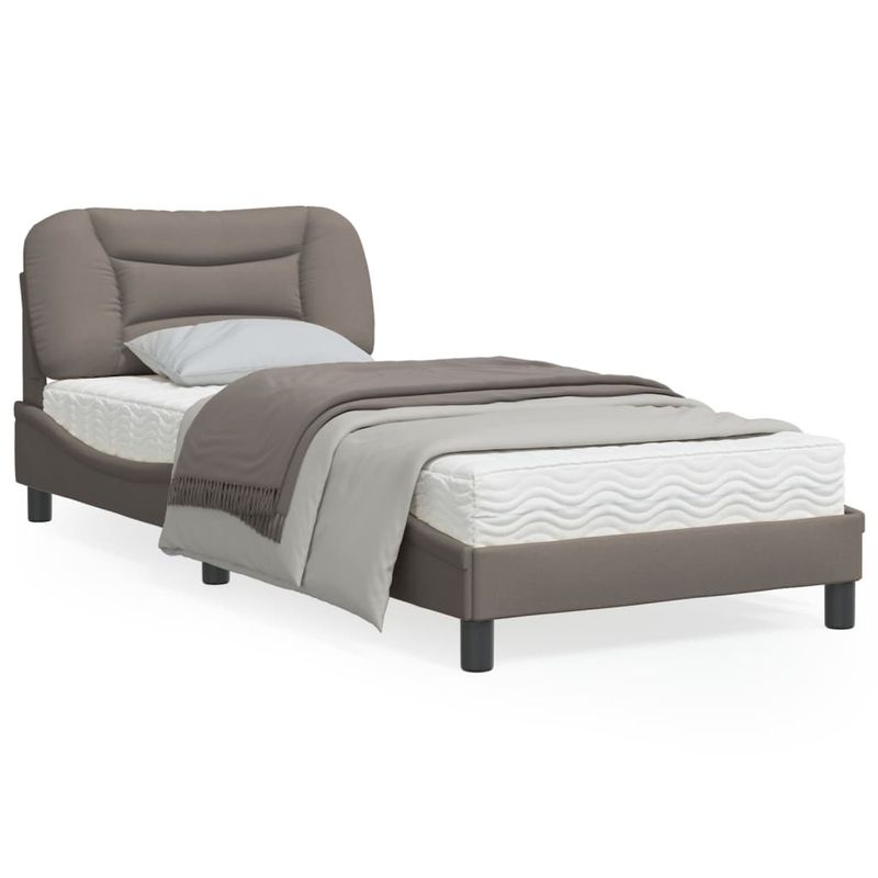 Casa si Gradina - Mobilier - Paturi si accesorii - Paturi - Cadru de pat cu tablie, gri taupe, 80x200 cm, textil - Infinity.ro