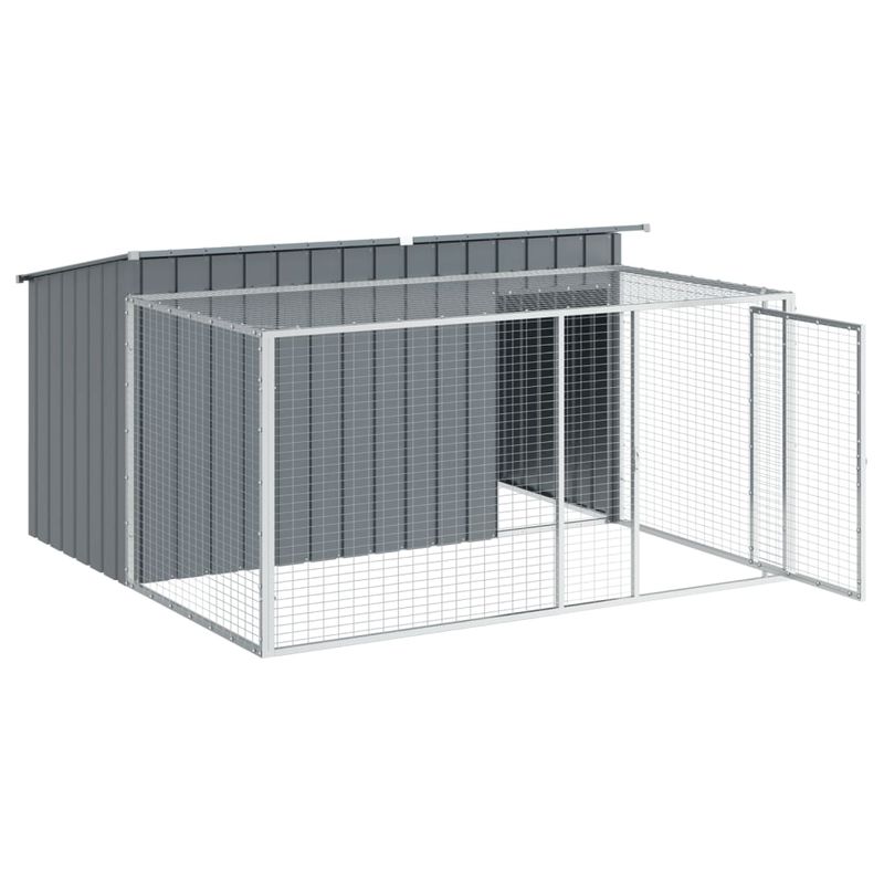 Petshop - Accesorii petshop - Culcusuri si custi - Custi interior si exterior - Cusca caine cu tarc antracit 197x194x110 cm otel galvanizat - Infinity.ro