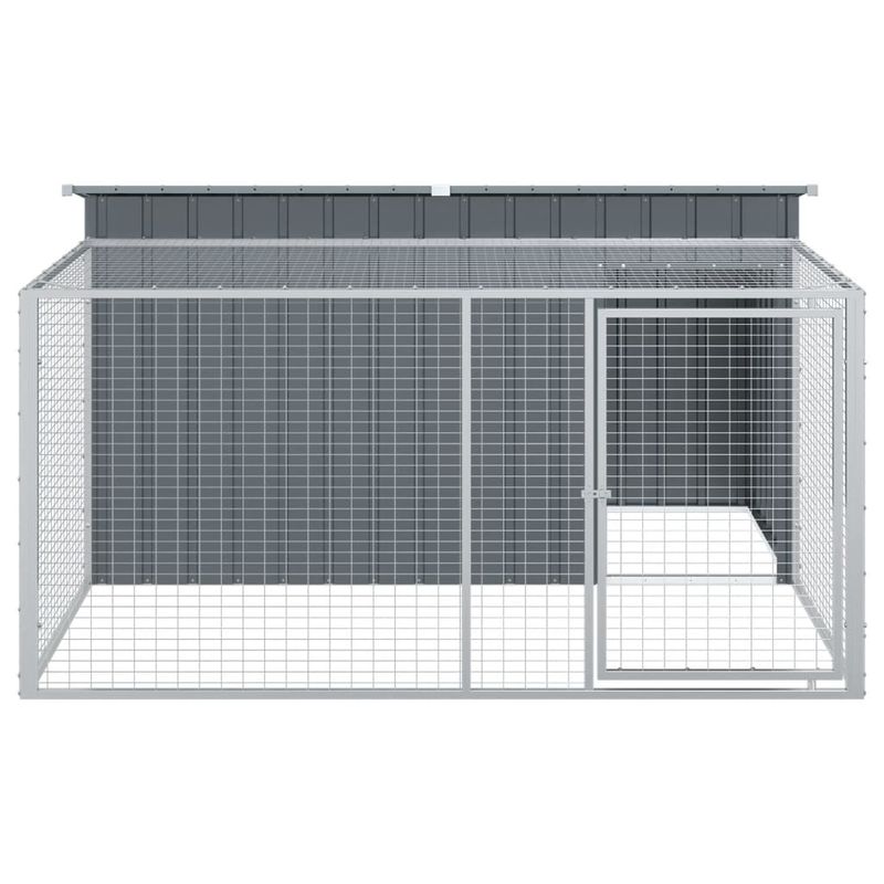 Petshop - Accesorii petshop - Culcusuri si custi - Custi interior si exterior - Cusca caine cu tarc antracit 197x194x110 cm otel galvanizat - Infinity.ro