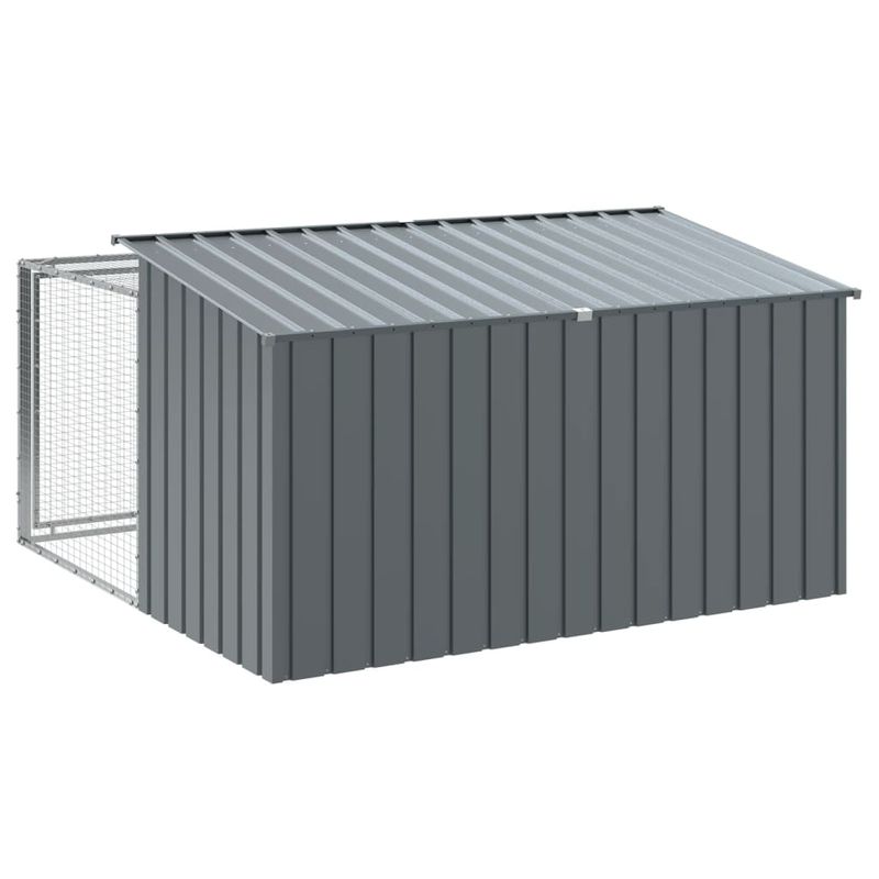 Petshop - Accesorii petshop - Culcusuri si custi - Custi interior si exterior - Cusca caine cu tarc antracit 197x194x110 cm otel galvanizat - Infinity.ro