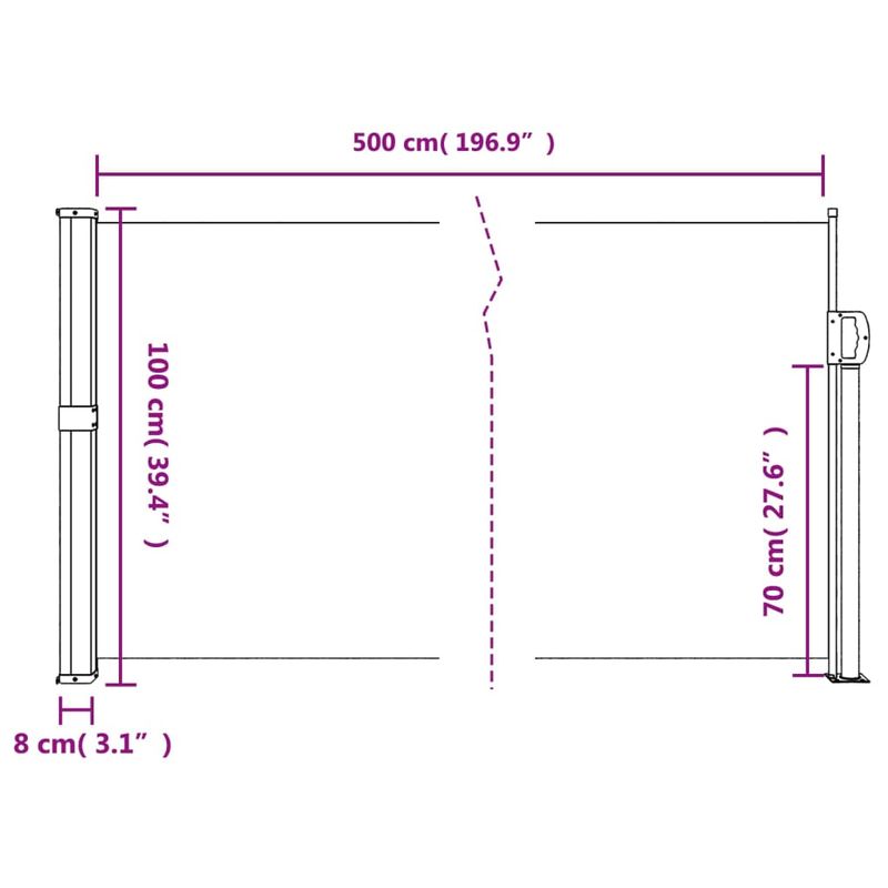 Casa si Gradina - Gradina si terasa - Umbrele si pavilioane - Umbrele - Copertina laterala retractabila, negru, 100x500 cm - Infinity.ro