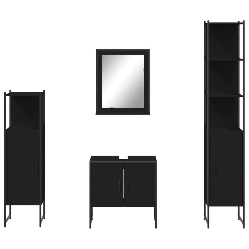 Casa si Gradina - Mobilier - Seturi de mobilier - Seturi baie - Set dulapuri de baie, 4 piese, negru, lemn prelucrat - Infinity.ro