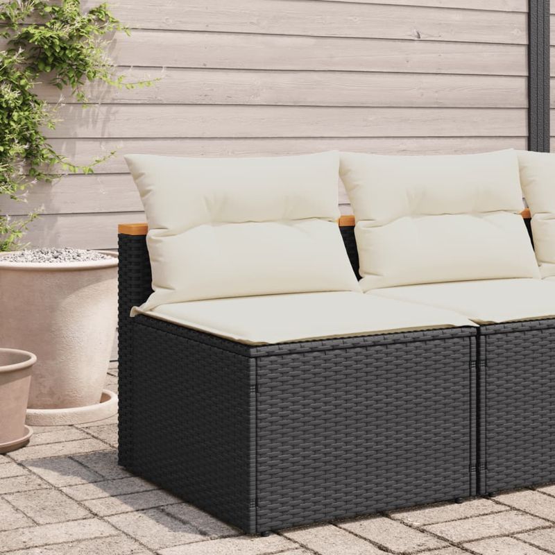 Casa si Gradina - Gradina si terasa - Mobilier exterior - Canapele si fotolii gradina - Canapea de gradina fara cotiere cu perne 2 buc. negru poliratan - Infinity.ro