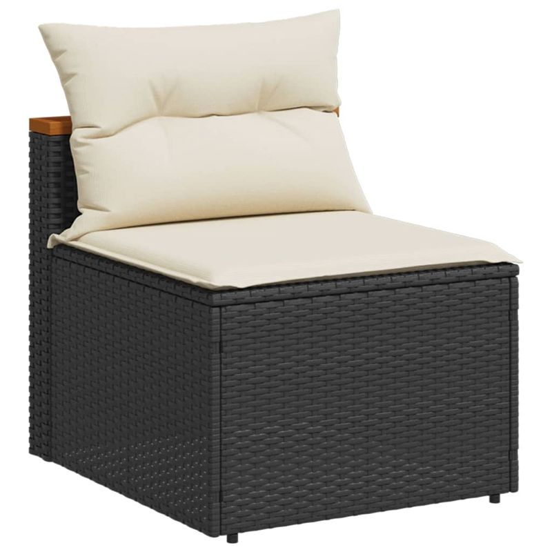 Casa si Gradina - Gradina si terasa - Mobilier exterior - Canapele si fotolii gradina - Canapea de gradina fara cotiere cu perne 2 buc. negru poliratan - Infinity.ro