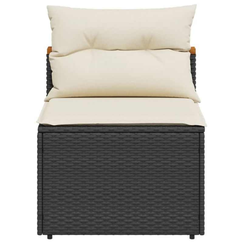 Casa si Gradina - Gradina si terasa - Mobilier exterior - Canapele si fotolii gradina - Canapea de gradina fara cotiere cu perne 2 buc. negru poliratan - Infinity.ro