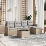 Casa si Gradina - Gradina si terasa - Mobilier exterior - Seturi mobila gradina - Set canapele de gradina, 6 piese, cu perne, bej, poliratan - Infinity.ro