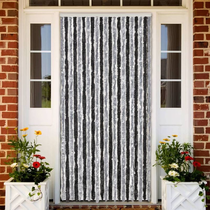 Casa si Gradina - Textile si covoare - Perdele si draperii - Perdele - Perdea pentru insecte, gri si negru, 90x200 cm, chenille - Infinity.ro