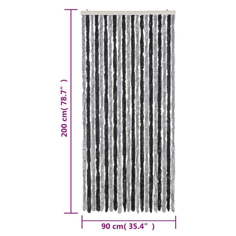 Casa si Gradina - Textile si covoare - Perdele si draperii - Perdele - Perdea pentru insecte, gri si negru, 90x200 cm, chenille - Infinity.ro
