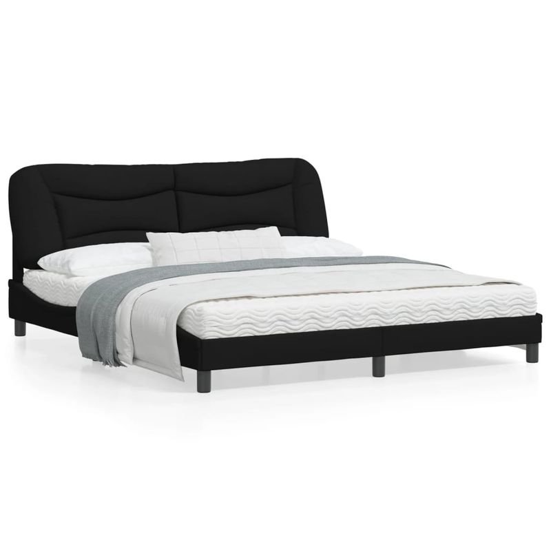 Casa si Gradina - Mobilier - Paturi si accesorii - Paturi - Cadru de pat cu tablie, negru, 180x200 cm, textil - Infinity.ro