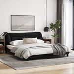 Casa si Gradina - Mobilier - Paturi si accesorii - Paturi - Cadru de pat cu tablie, negru, 180x200 cm, textil - Infinity.ro
