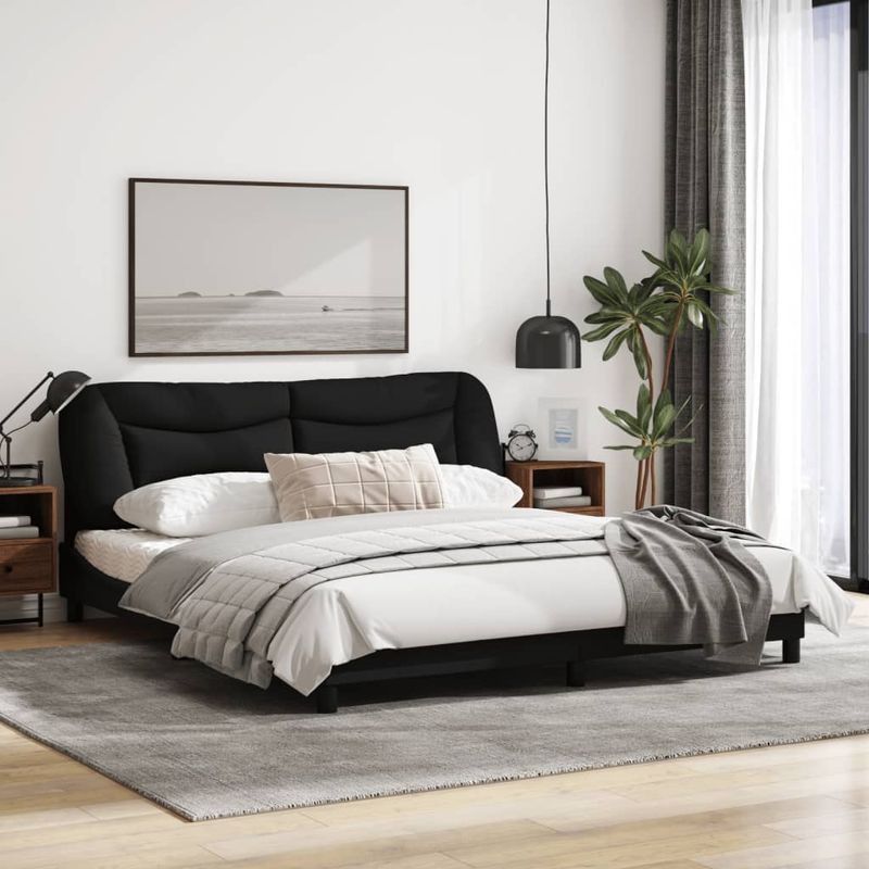 Casa si Gradina - Mobilier - Paturi si accesorii - Paturi - Cadru de pat cu tablie, negru, 180x200 cm, textil - Infinity.ro