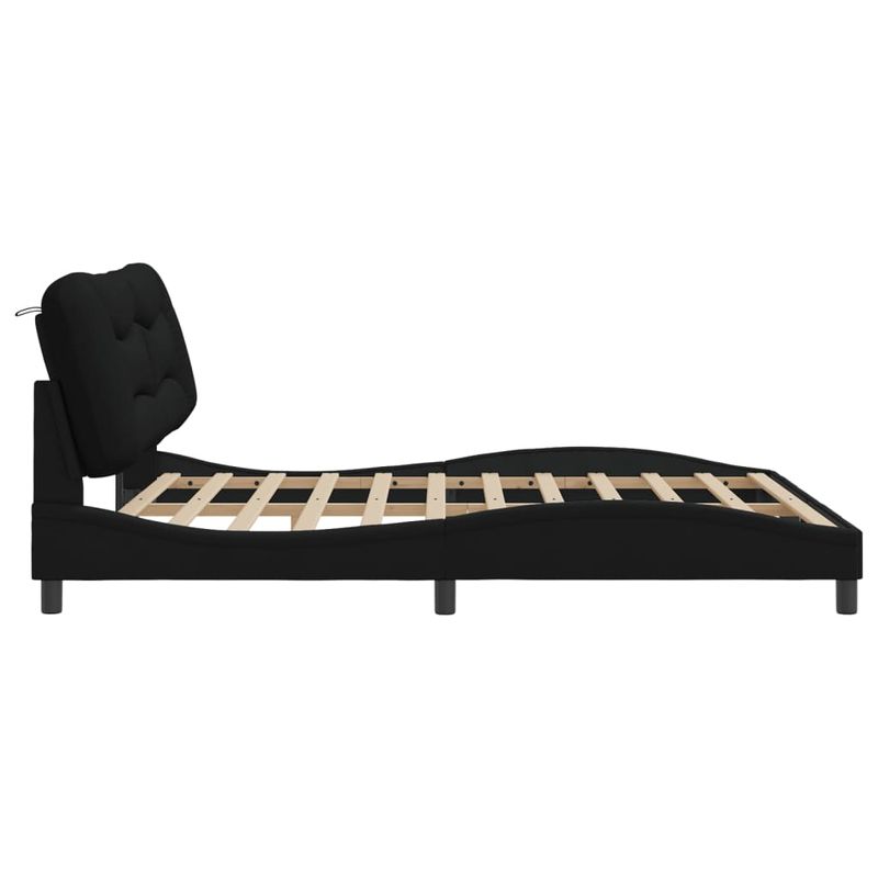 Casa si Gradina - Mobilier - Paturi si accesorii - Paturi - Cadru de pat cu tablie, negru, 180x200 cm, textil - Infinity.ro