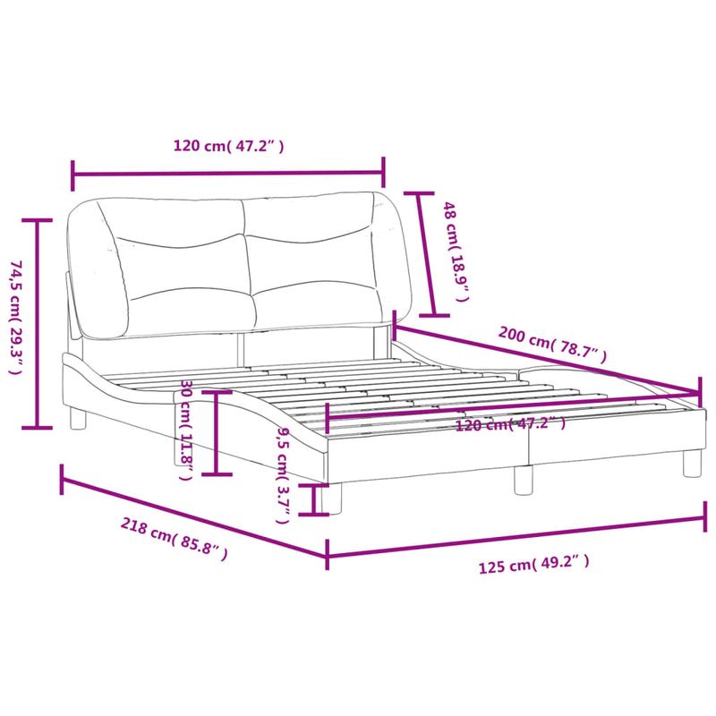 Casa si Gradina - Mobilier - Paturi si accesorii - Paturi - Cadru de pat cu tablie, alb, 120x200 cm, piele ecologica - Infinity.ro